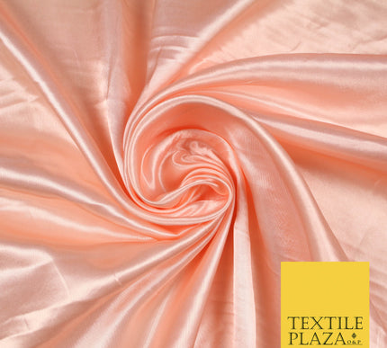 PEACH PINK Luxury Plain Smooth Shiny Lightweight Poly Satin Fabric Dress Lining Material 58" 5704