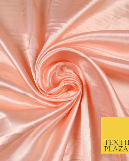PEACH PINK Luxury Plain Smooth Shiny Lightweight Poly Satin Fabric Dress Lining Material 58" 5704