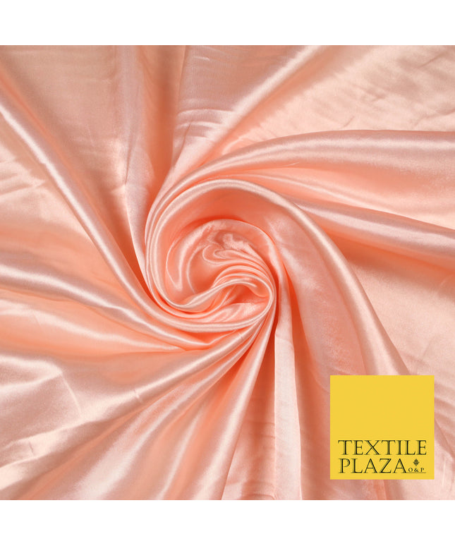 PEACH PINK Luxury Plain Smooth Shiny Lightweight Poly Satin Fabric Dress Lining Material 58" 5704
