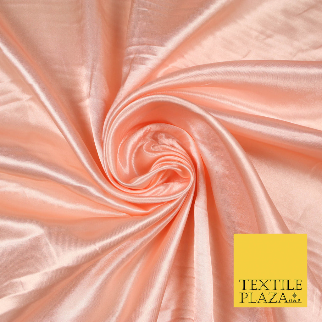 PEACH PINK Luxury Plain Smooth Shiny Lightweight Poly Satin Fabric Dress Lining Material 58" 5704