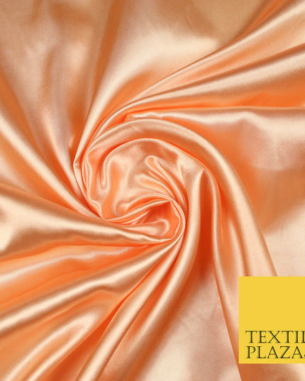 PEACH Luxury Plain Smooth Shiny Lightweight Poly Satin Fabric Dress Lining Material 58" 5705