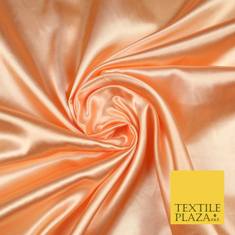 PEACH Luxury Plain Smooth Shiny Lightweight Poly Satin Fabric Dress Lining Material 58" 5705