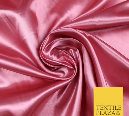 DUSTY PINK Luxury Plain Smooth Shiny Lightweight Poly Satin Fabric Dress Lining Material 58" 5706