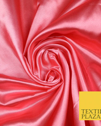 SALMON PINK Luxury Plain Smooth Shiny Lightweight Poly Satin Fabric Dress Lining Material 58" 5707