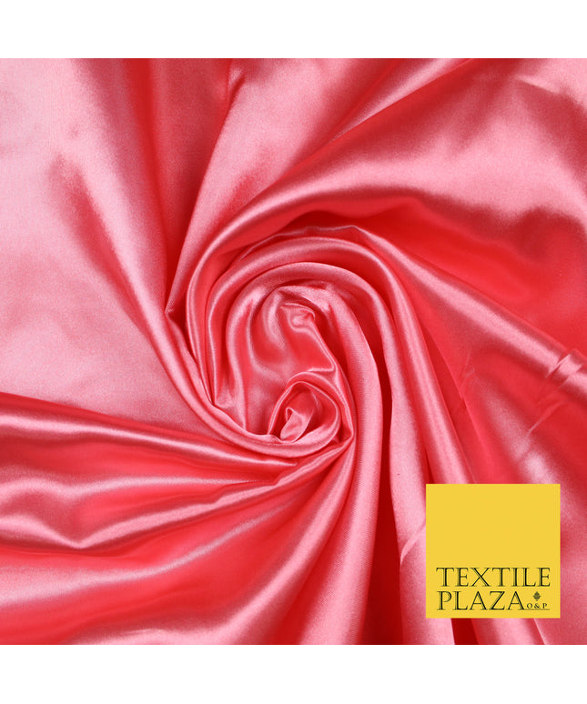 SALMON PINK Luxury Plain Smooth Shiny Lightweight Poly Satin Fabric Dress Lining Material 58" 5707