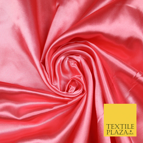 SALMON PINK Luxury Plain Smooth Shiny Lightweight Poly Satin Fabric Dress Lining Material 58" 5707