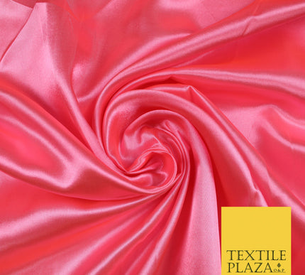 BRIGHT CORAL Luxury Plain Smooth Shiny Lightweight Poly Satin Fabric Dress Lining Material 58" 5708