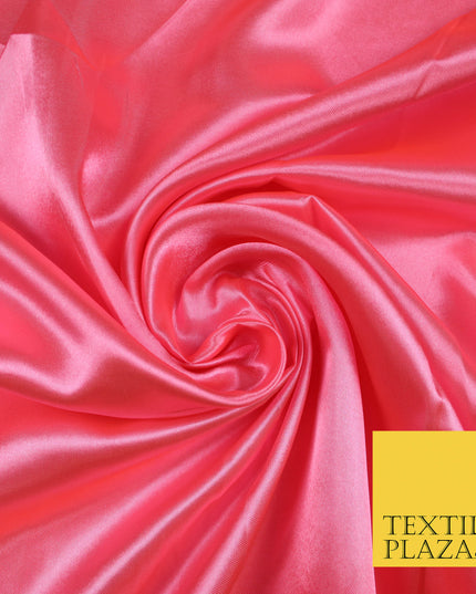 BRIGHT CORAL Luxury Plain Smooth Shiny Lightweight Poly Satin Fabric Dress Lining Material 58" 5708