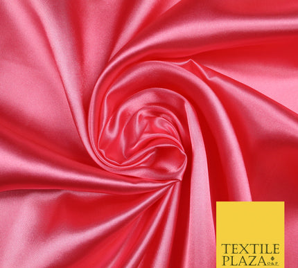 BUBBLEGUM PINK Luxury Plain Smooth Shiny Lightweight Poly Satin Fabric Dress Lining Material 58" 5709