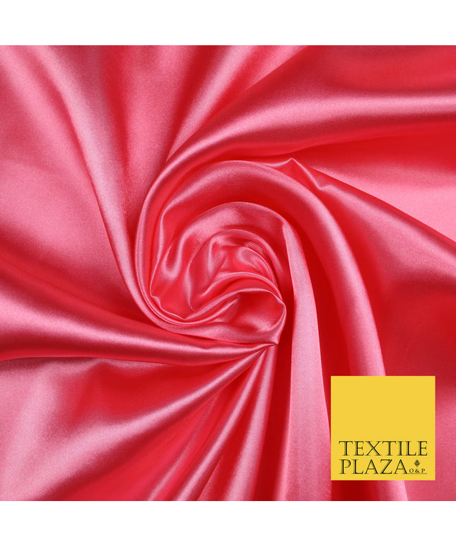 BUBBLEGUM PINK Luxury Plain Smooth Shiny Lightweight Poly Satin Fabric Dress Lining Material 58" 5709