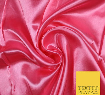 CANDY PINK Luxury Plain Smooth Shiny Lightweight Poly Satin Fabric Dress Lining Material 58" 5710