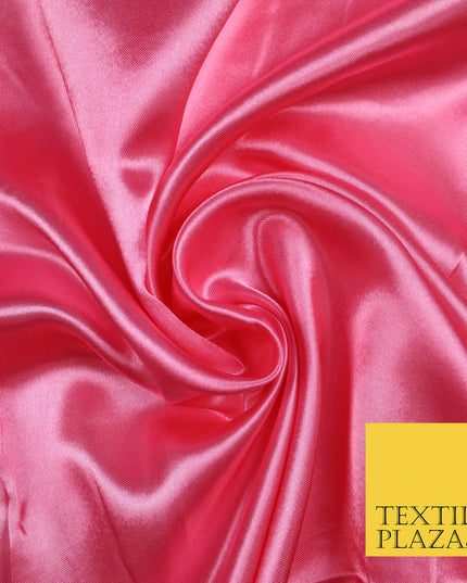 CANDY PINK Luxury Plain Smooth Shiny Lightweight Poly Satin Fabric Dress Lining Material 58" 5710