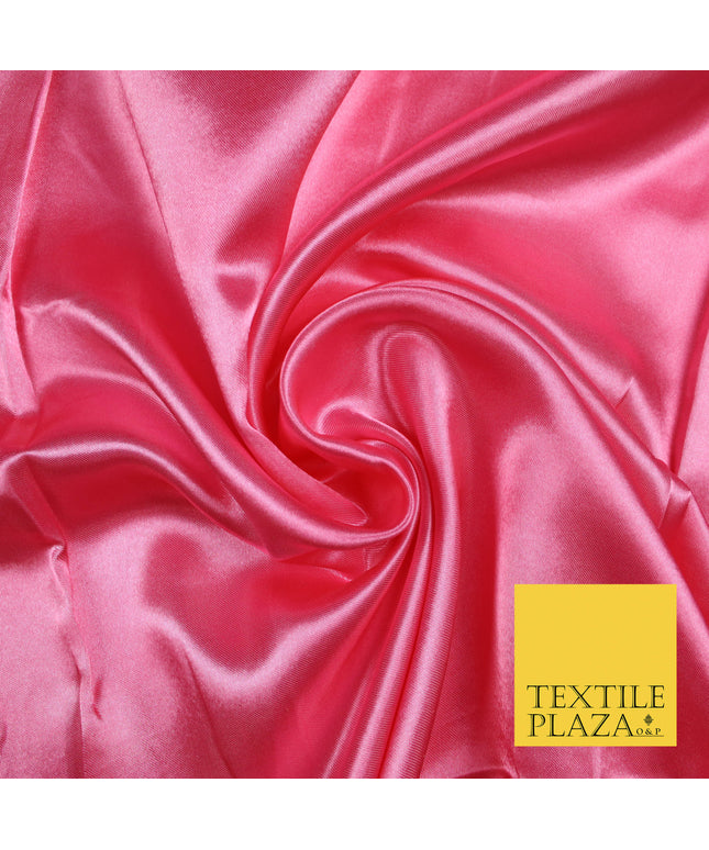 CANDY PINK Luxury Plain Smooth Shiny Lightweight Poly Satin Fabric Dress Lining Material 58" 5710