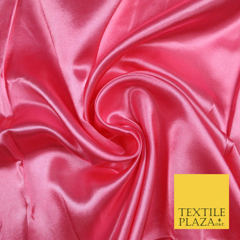 CANDY PINK Luxury Plain Smooth Shiny Lightweight Poly Satin Fabric Dress Lining Material 58" 5710