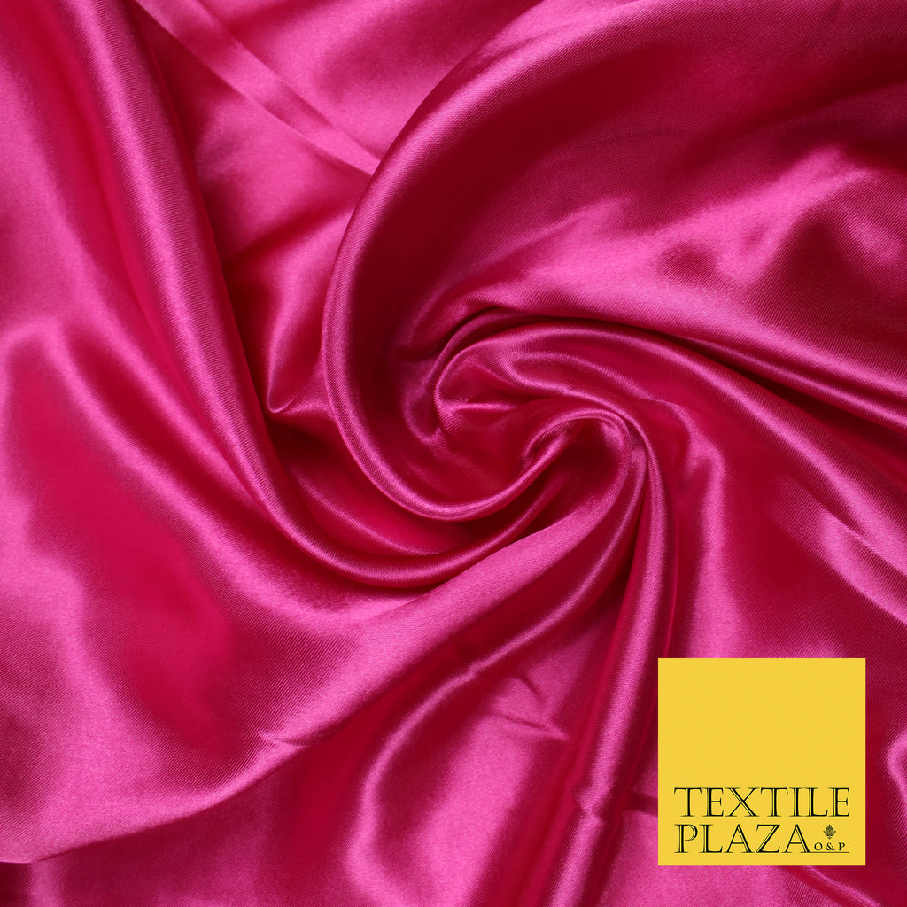 CERISE PINK Luxury Plain Smooth Shiny Lightweight Poly Satin Fabric Dress Lining Material 58" 5711
