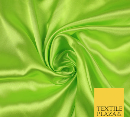 FLO LIME GREEN Luxury Plain Smooth Shiny Lightweight Poly Satin Fabric Dress Lining Material 58" 5712
