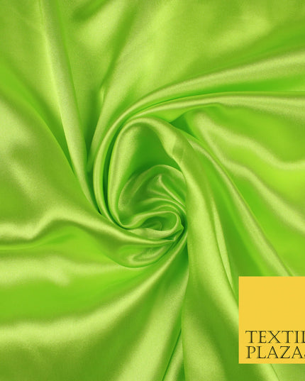 FLO LIME GREEN Luxury Plain Smooth Shiny Lightweight Poly Satin Fabric Dress Lining Material 58" 5712