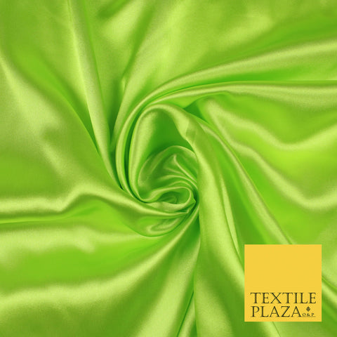 FLO LIME GREEN Luxury Plain Smooth Shiny Lightweight Poly Satin Fabric Dress Lining Material 58" 5712