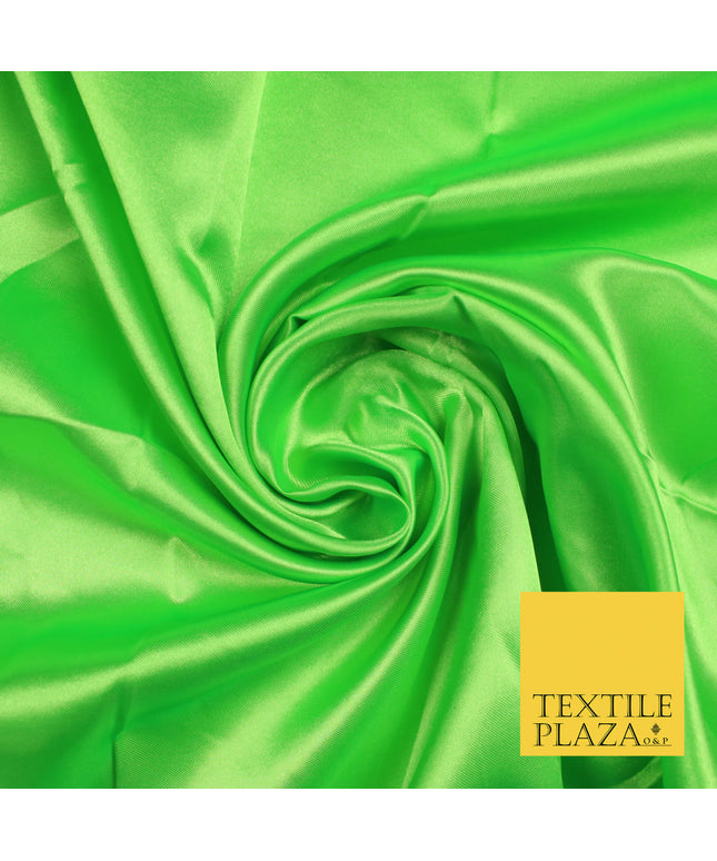 FLO APPLE GREEN Luxury Plain Smooth Shiny Lightweight Poly Satin Fabric Dress Lining Material 58" 5713