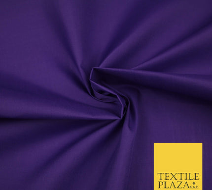 PURPLE Premium Plain Polycotton Dyed Fabric Dress Craft Material 44" 3529
