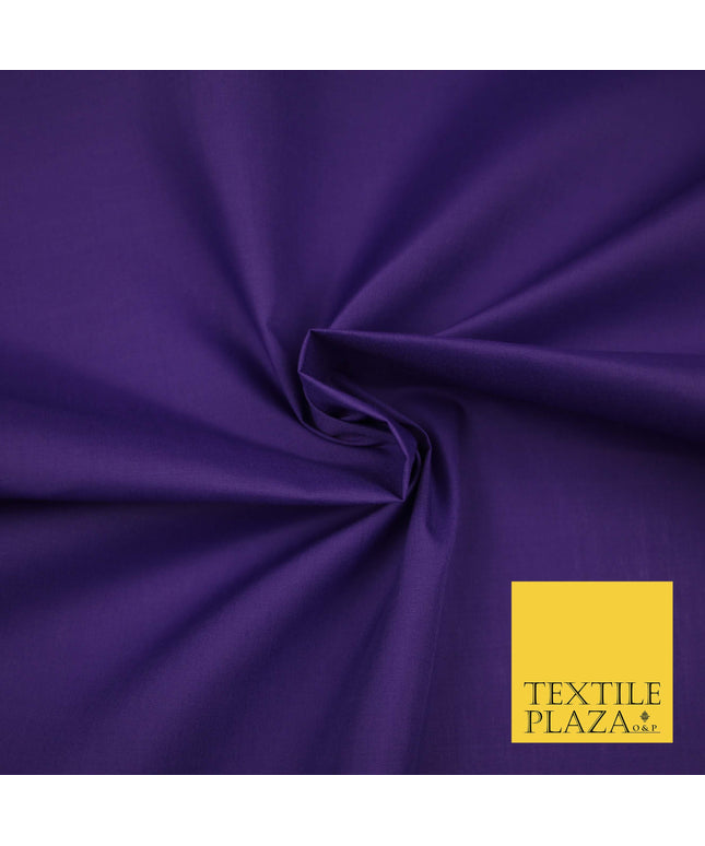 PURPLE Premium Plain Polycotton Dyed Fabric Dress Craft Material 44" 3529