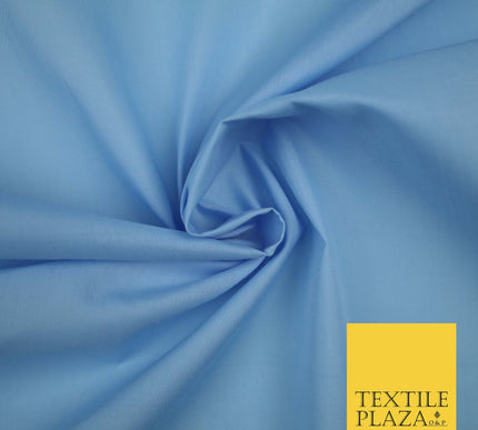 BABY BLUE Premium Plain Polycotton Dyed Fabric Dress Craft Material 44" 3535