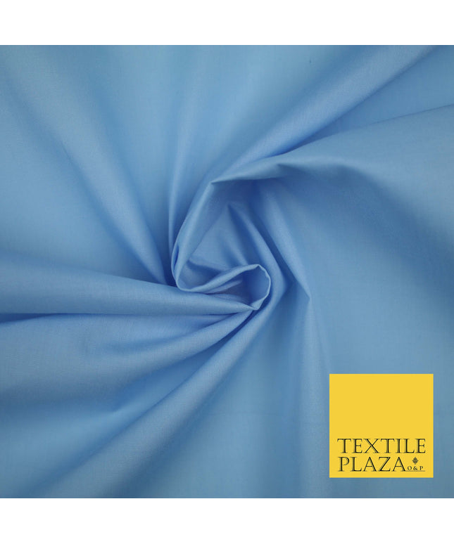 BABY BLUE Premium Plain Polycotton Dyed Fabric Dress Craft Material 44" 3535