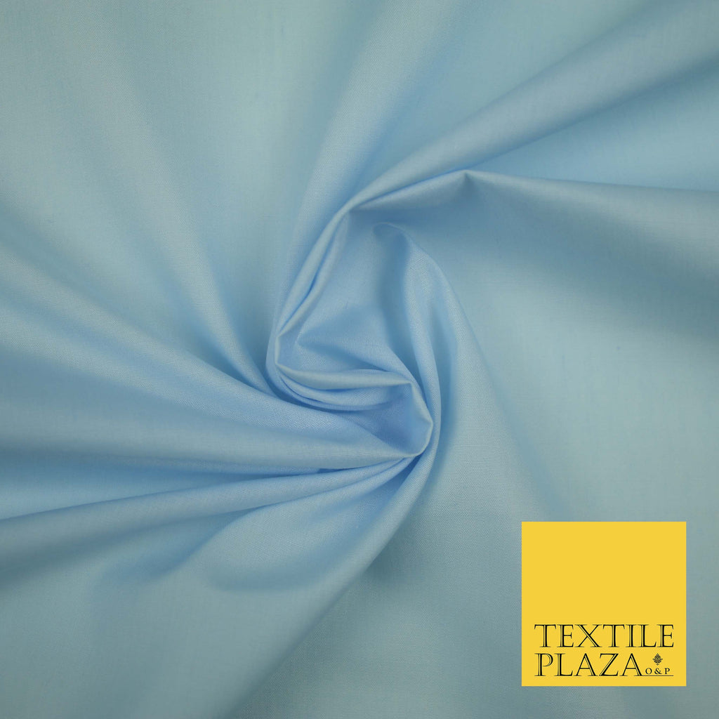 SKY BLUE Premium Plain Polycotton Dyed Fabric Dress Craft Material 44" 3536