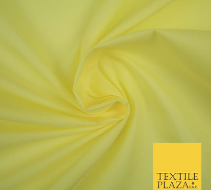 PALE LEMON YELLOW Premium Plain Polycotton Dyed Fabric Dress Craft Material 44" 3539