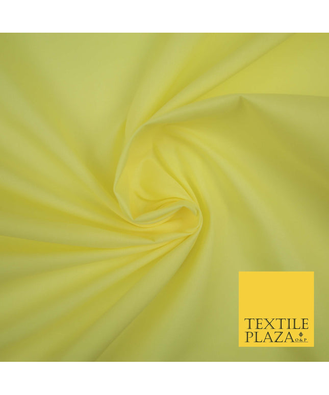 PALE LEMON YELLOW Premium Plain Polycotton Dyed Fabric Dress Craft Material 44" 3539