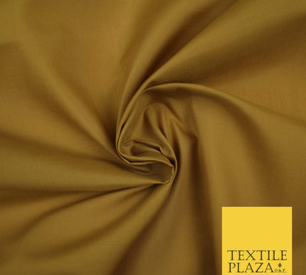 MUSTARD Premium Plain Polycotton Dyed Fabric Dress Craft Material 44" 3541