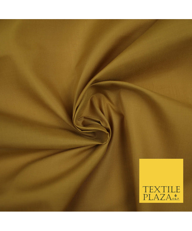 MUSTARD Premium Plain Polycotton Dyed Fabric Dress Craft Material 44" 3541