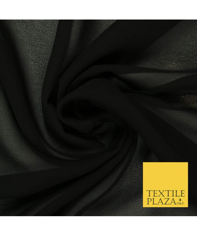 Black Premium Plain Dyed Chiffon Fine Soft Georgette Sheer Dress Fabric 5738