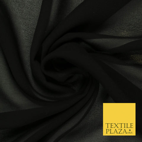 Black Premium Plain Dyed Chiffon Fine Soft Georgette Sheer Dress Fabric 5738