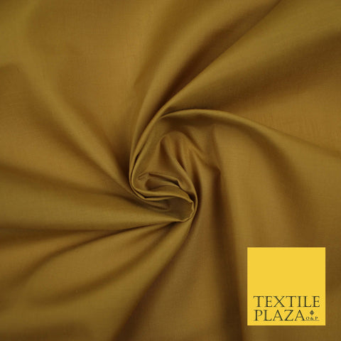 MUSTARD Premium Plain Polycotton Dyed Fabric Dress Craft Material 44" 3541