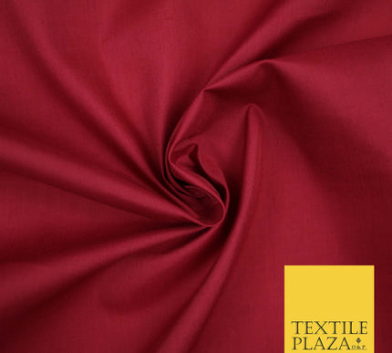 CHERRY MAROON Premium Plain Polycotton Dyed Fabric Dress Craft Material 44" 3542