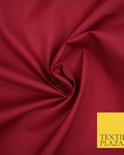 CHERRY MAROON Premium Plain Polycotton Dyed Fabric Dress Craft Material 44" 3542