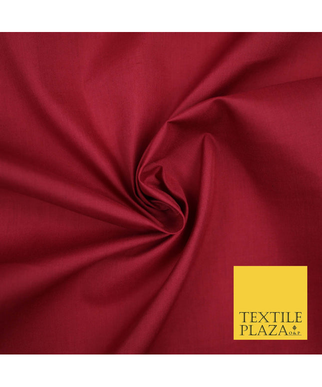 CHERRY MAROON Premium Plain Polycotton Dyed Fabric Dress Craft Material 44" 3542