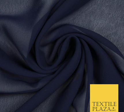 DARK NAVY BLUE Premium Plain Dyed Chiffon Fine Soft Georgette Sheer Dress Fabric 5739