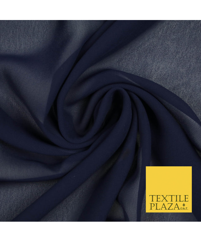 DARK NAVY BLUE Premium Plain Dyed Chiffon Fine Soft Georgette Sheer Dress Fabric 5739