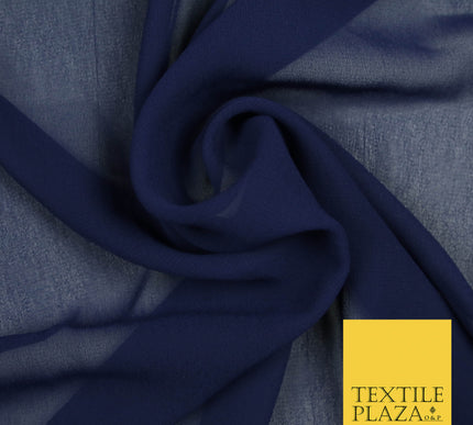 NAVY BLUE Premium Plain Dyed Chiffon Fine Soft Georgette Sheer Dress Fabric 5740