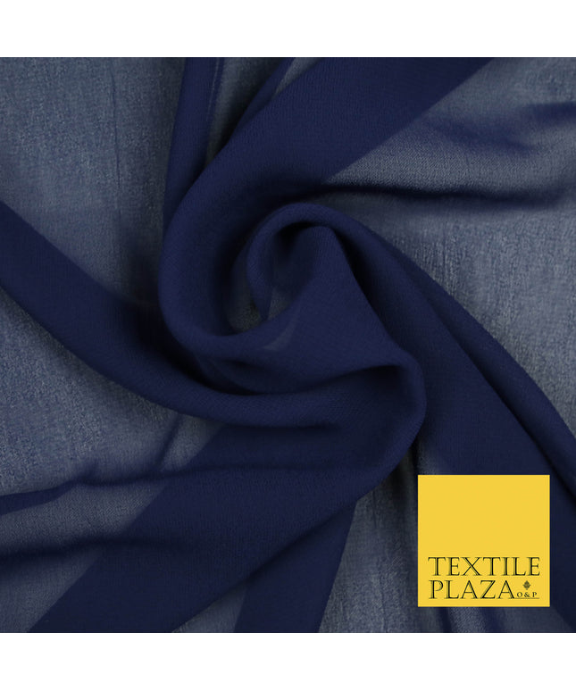 NAVY BLUE Premium Plain Dyed Chiffon Fine Soft Georgette Sheer Dress Fabric 5740