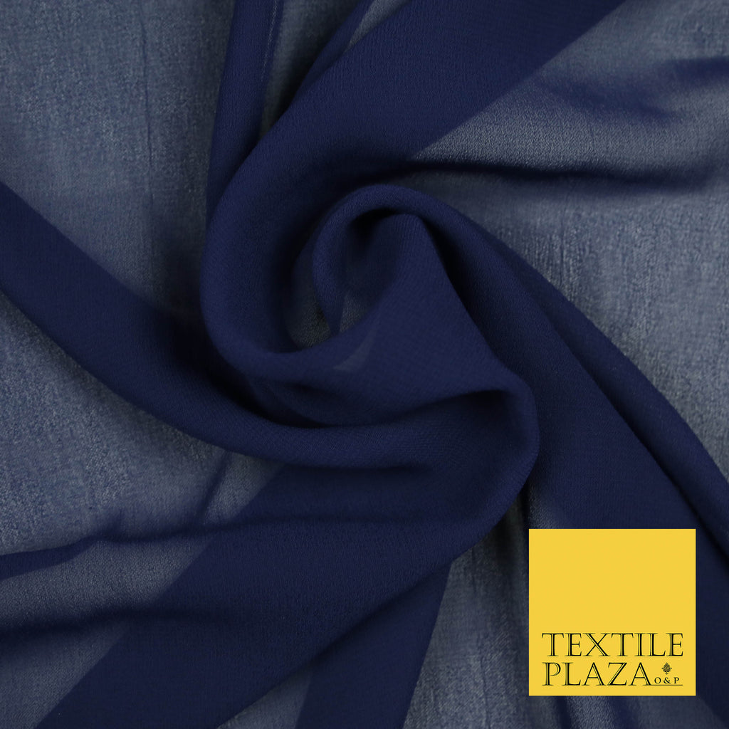 NAVY BLUE Premium Plain Dyed Chiffon Fine Soft Georgette Sheer Dress Fabric 5740