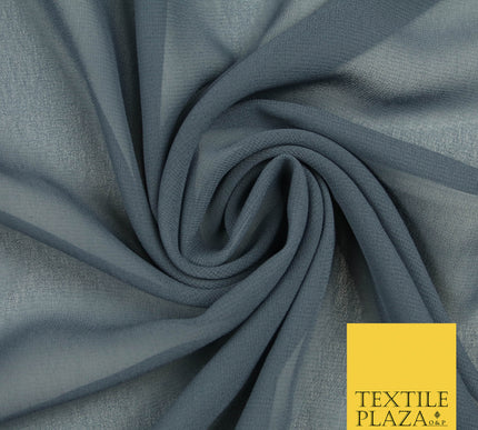 STORM GREY Premium Plain Dyed Chiffon Fine Soft Georgette Sheer Dress Fabric 5741