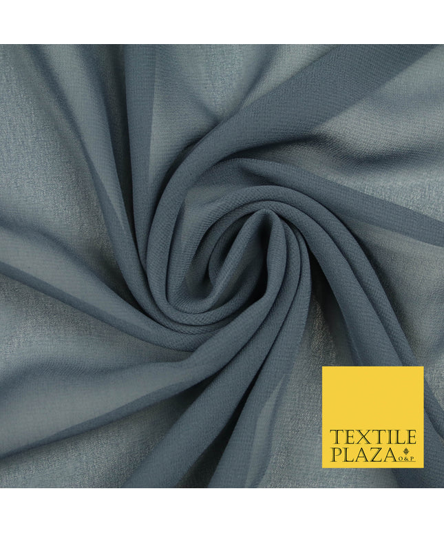 STORM GREY Premium Plain Dyed Chiffon Fine Soft Georgette Sheer Dress Fabric 5741