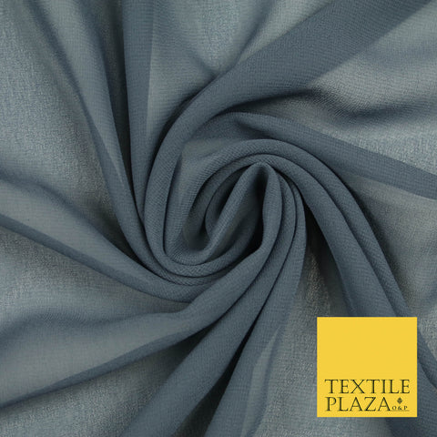 STORM GREY Premium Plain Dyed Chiffon Fine Soft Georgette Sheer Dress Fabric 5741