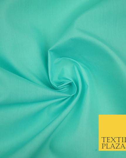 AQUA BLUE Premium Plain Polycotton Dyed Fabric Dress Craft Material 44" 3546