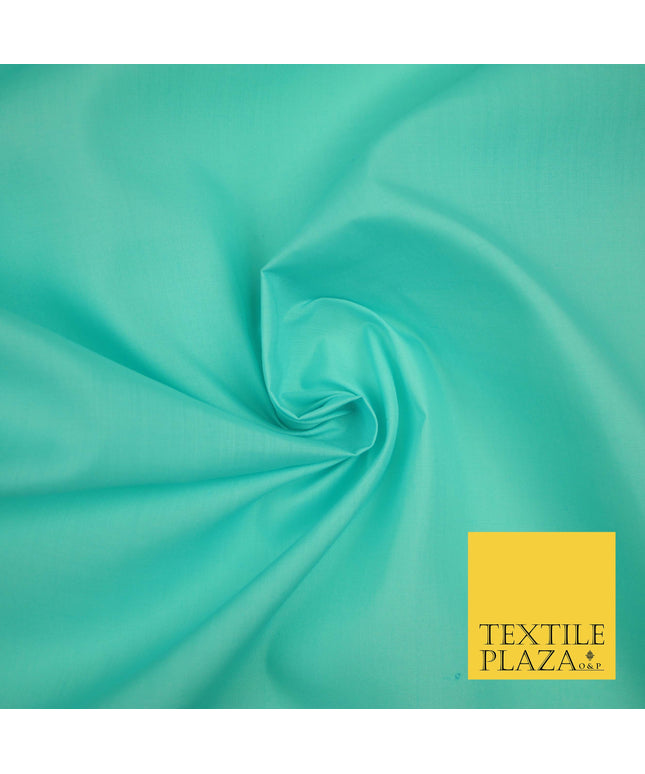 AQUA BLUE Premium Plain Polycotton Dyed Fabric Dress Craft Material 44" 3546