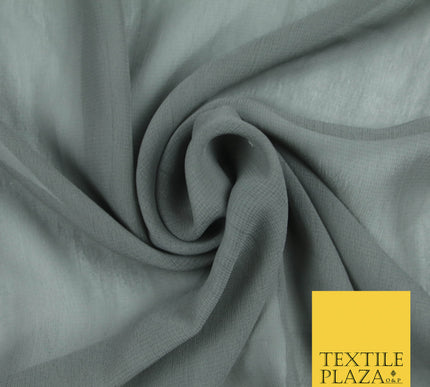 GREY Premium Plain Dyed Chiffon Fine Soft Georgette Sheer Dress Fabric 5742