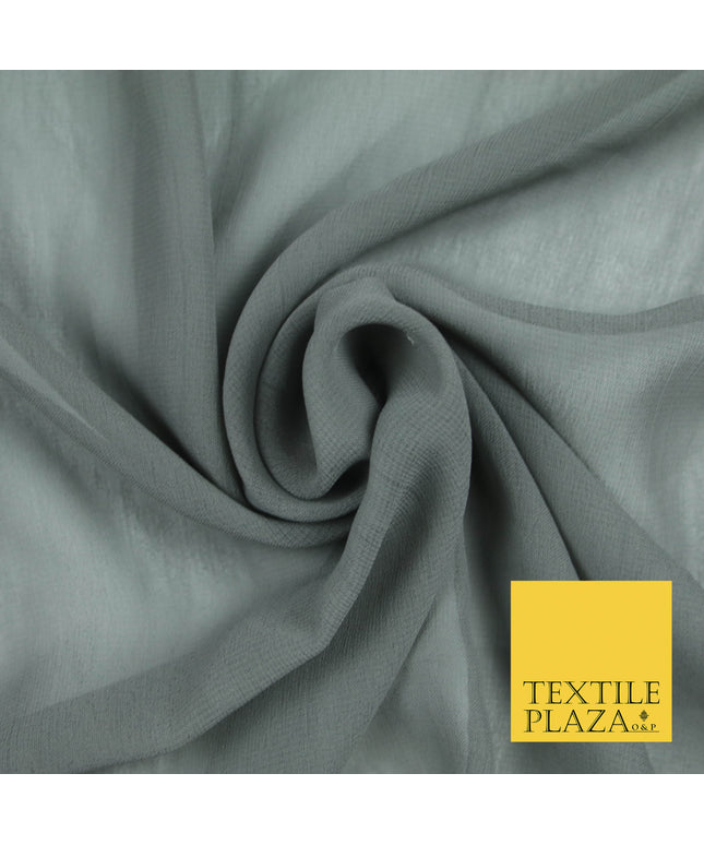 GREY Premium Plain Dyed Chiffon Fine Soft Georgette Sheer Dress Fabric 5742